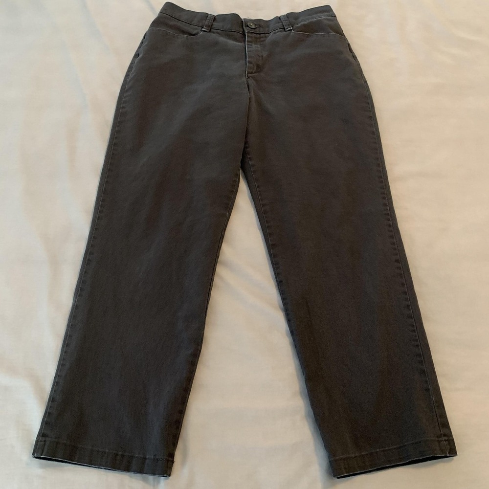 Lee Pants Womens‎ 10 Short Gray Relaxed Straight Leg Stretch Chino Casual